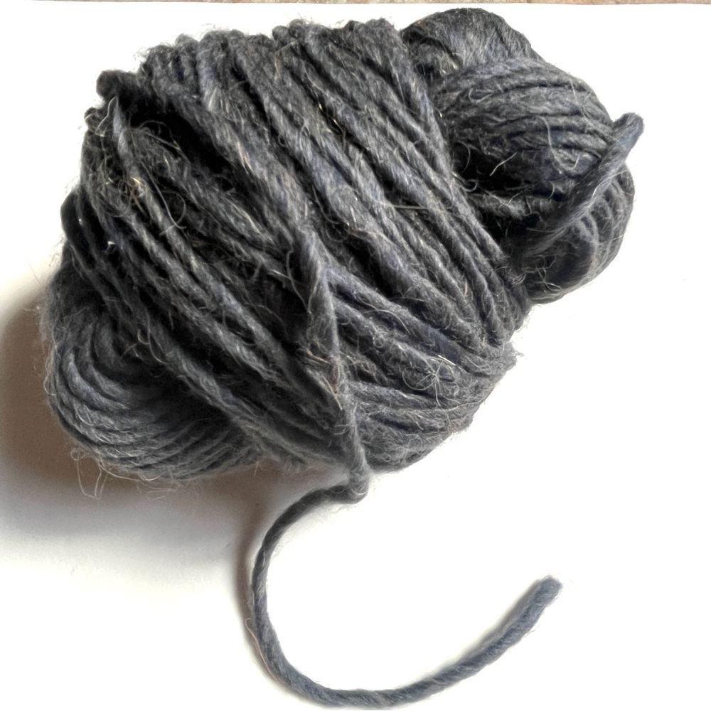 Soft Thick Steel Blue Yarn- with Dark Gray Accents- Skein. Nwot